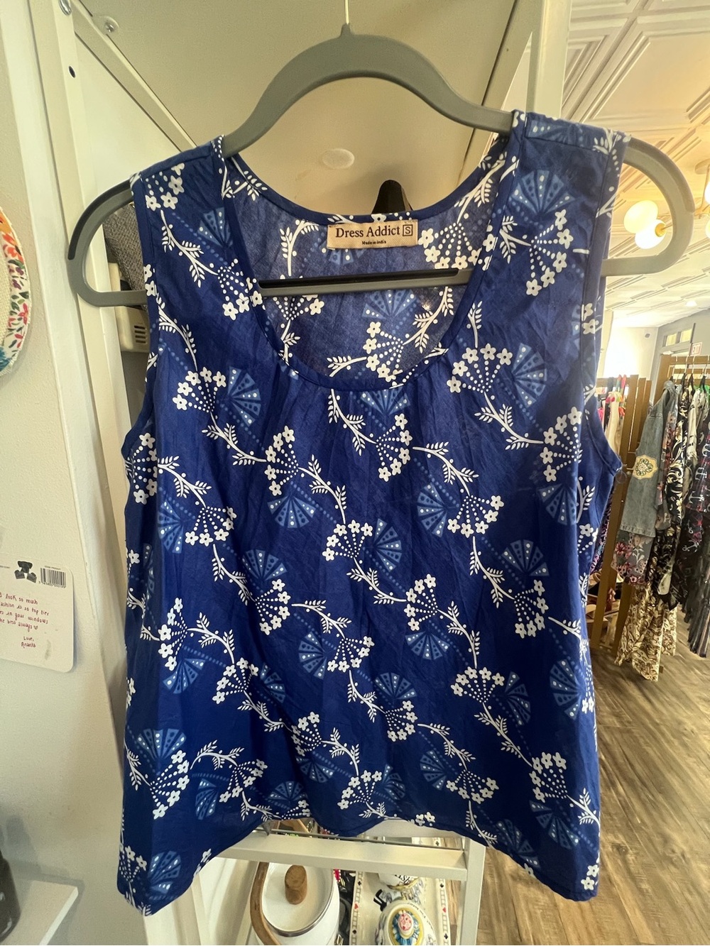 Dress Addict Navy Floral Scoop Neck Tank